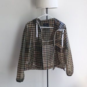 Bershka translucent check rain jacket